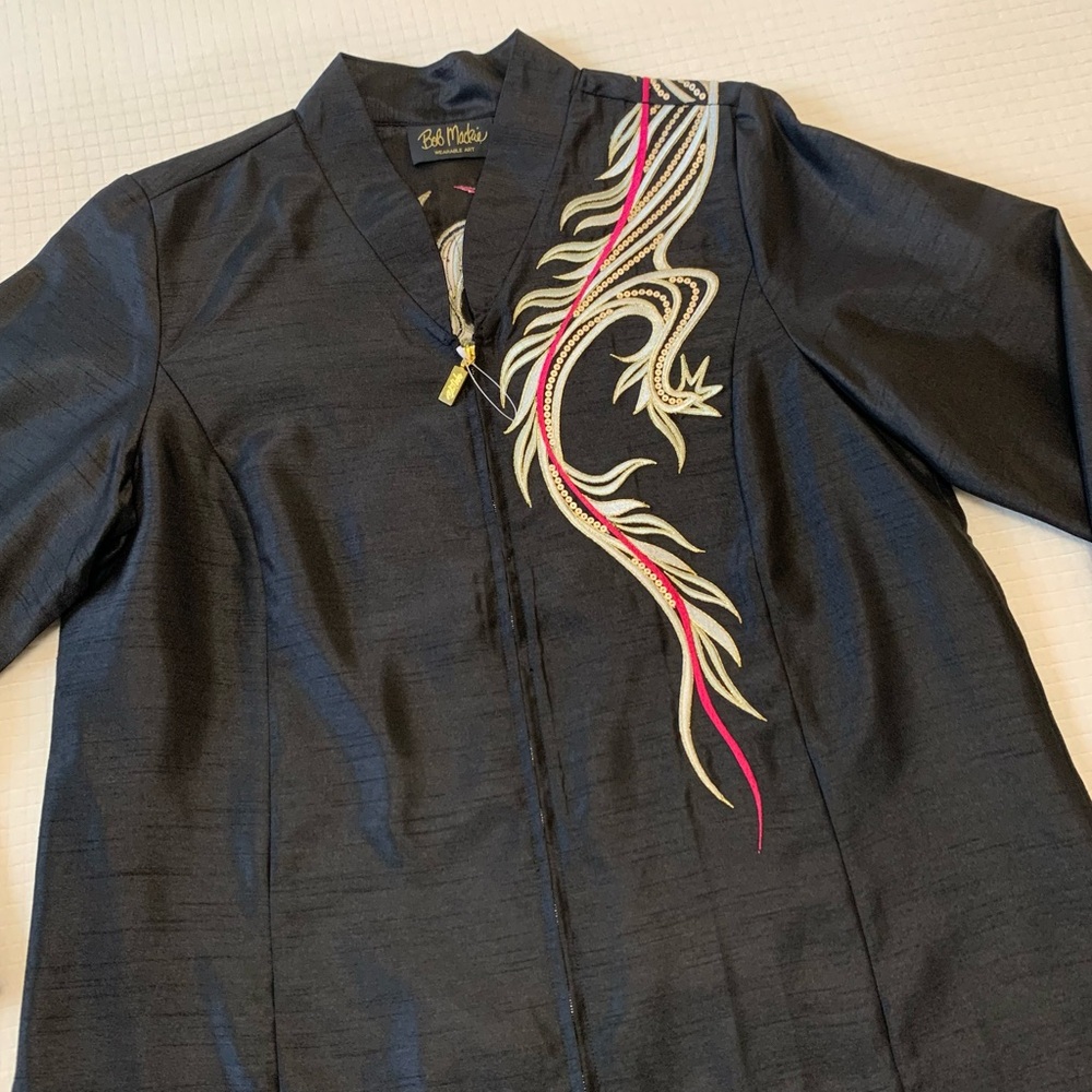 Bob Mackie Wearable Art embroidered dragon jacket/top - Picture 3 of 15